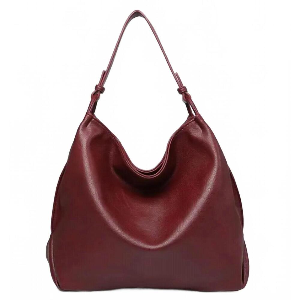 NEW JEN & CO. women's vegan leather rustic handbag in burgundy